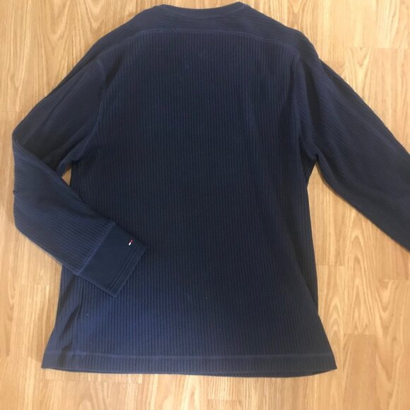 Tommy Hilfiger Sweater Ribbed Long Sleeve Crew Neck L/G Navy Blue Cotton Vintge - Picture 4 of 6